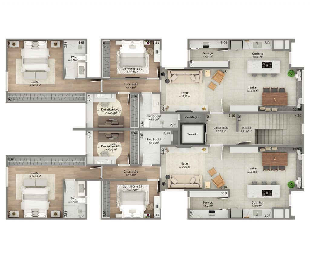 APARTAMENTO JD LA SALLE  02 aptos por andar