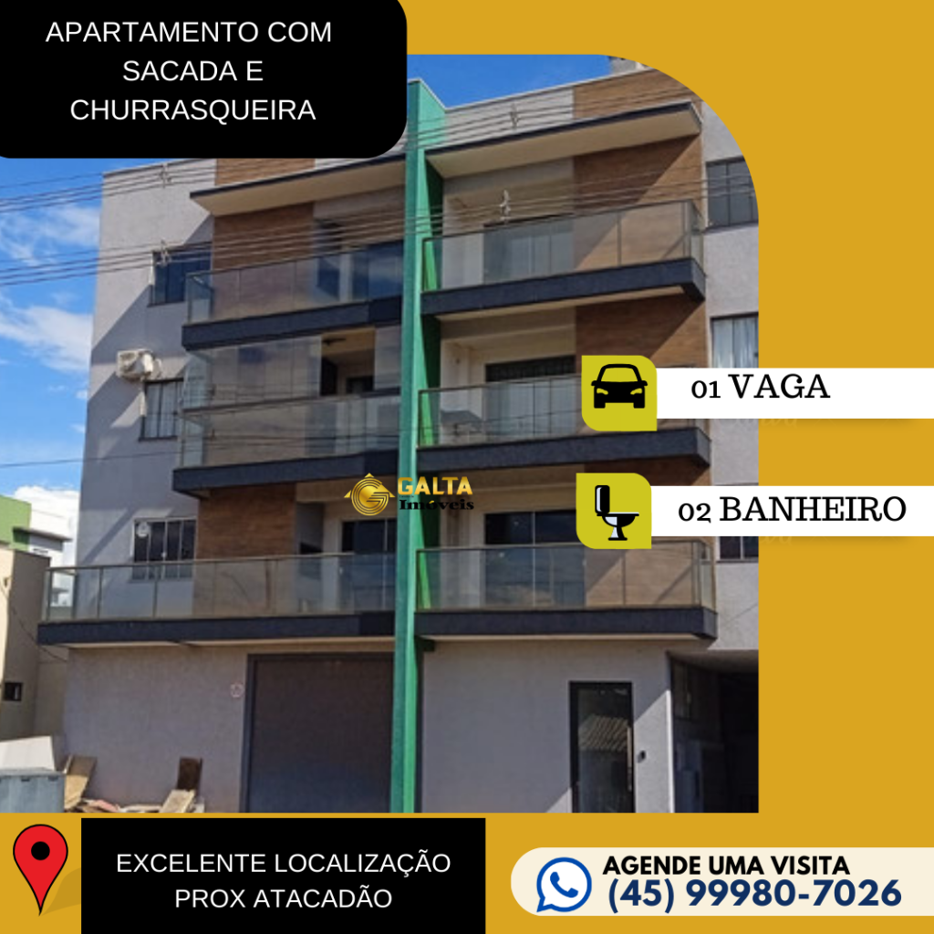 Apartamento com sacada e churrasqueira próx. Atacadão