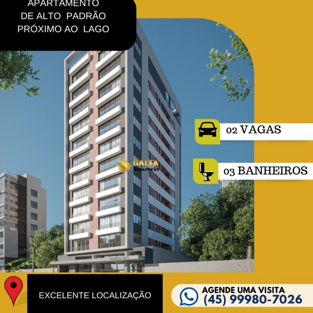 APARTAMENTO DE ALTO PADRÃO PRÓXIMO AO LAGO E PREFEITURA